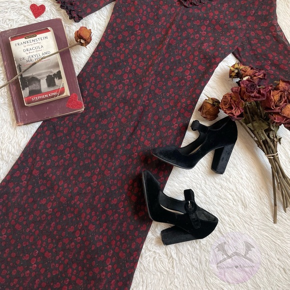 Gothic casual floral rose print long dress - Picture 12 of 16